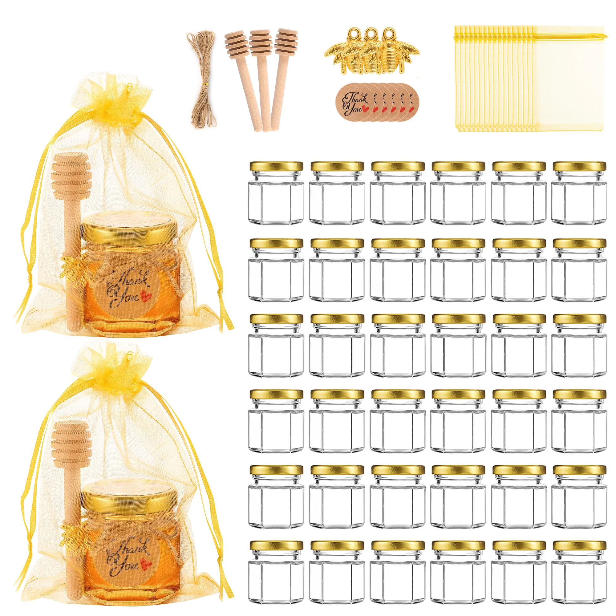 Candle Making Event - 1.5Oz Hexagon Mini Glass Honey Jars