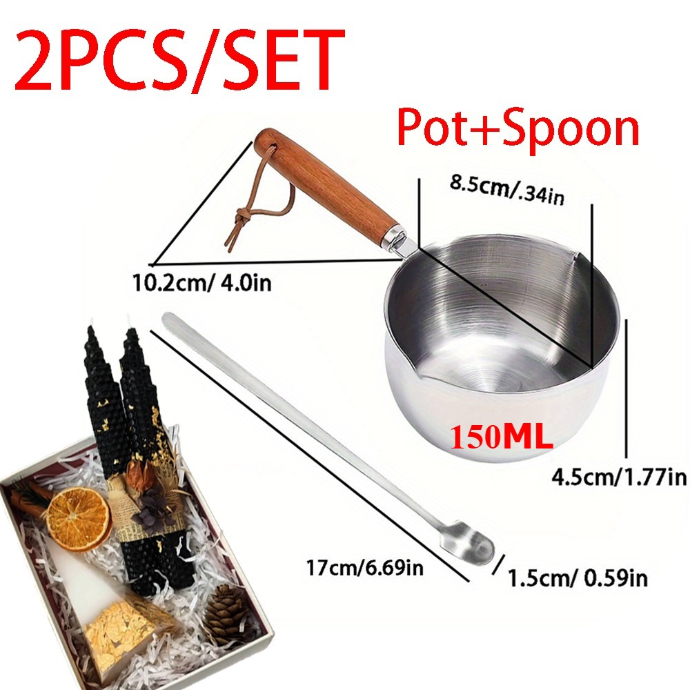 2PCS/SET Wood Handle Wax Melti - огляд і ціна Candle Making Kit Wholesale